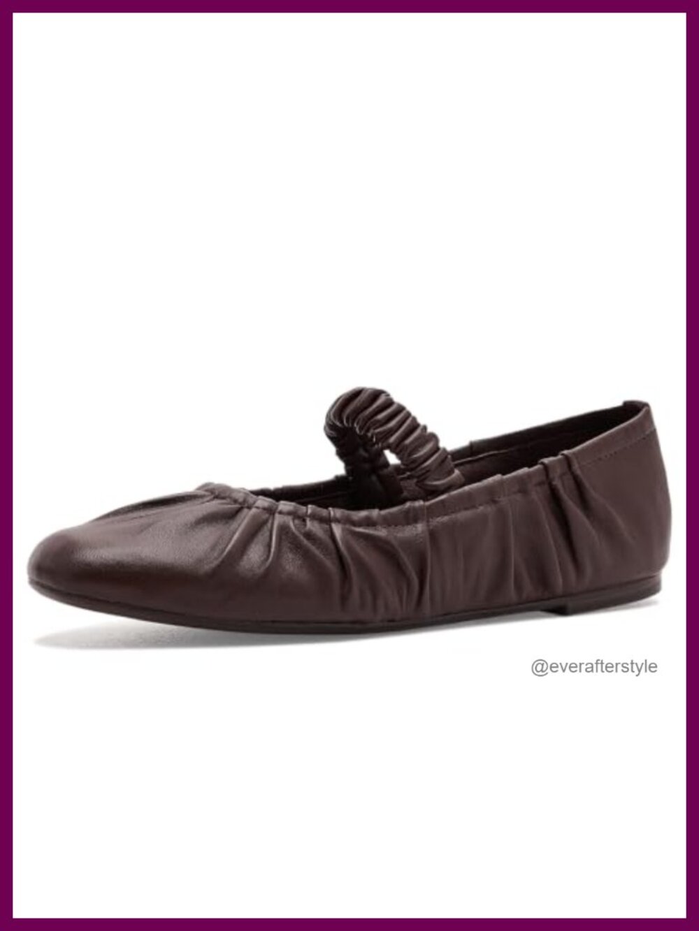 Mary Jane Ballet Flat with Leather Upper and Scrunched Strap